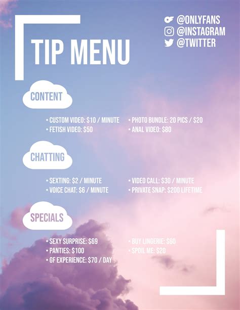 tip menu only fans|Onlyfans FAQ, Custom, Tip Menu : r/onlyfansadvice